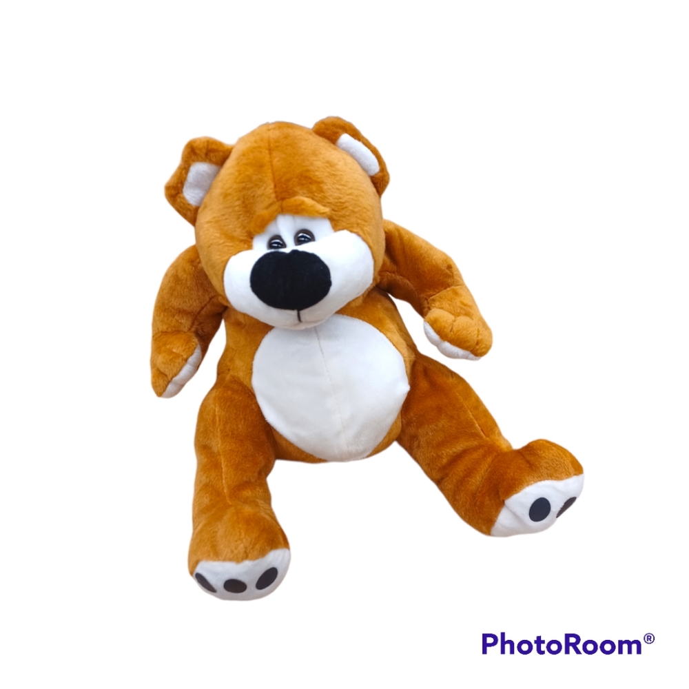 ✓CalPlush Bear Brown Chubby Teddy Bears sitting  plush stuffed animals